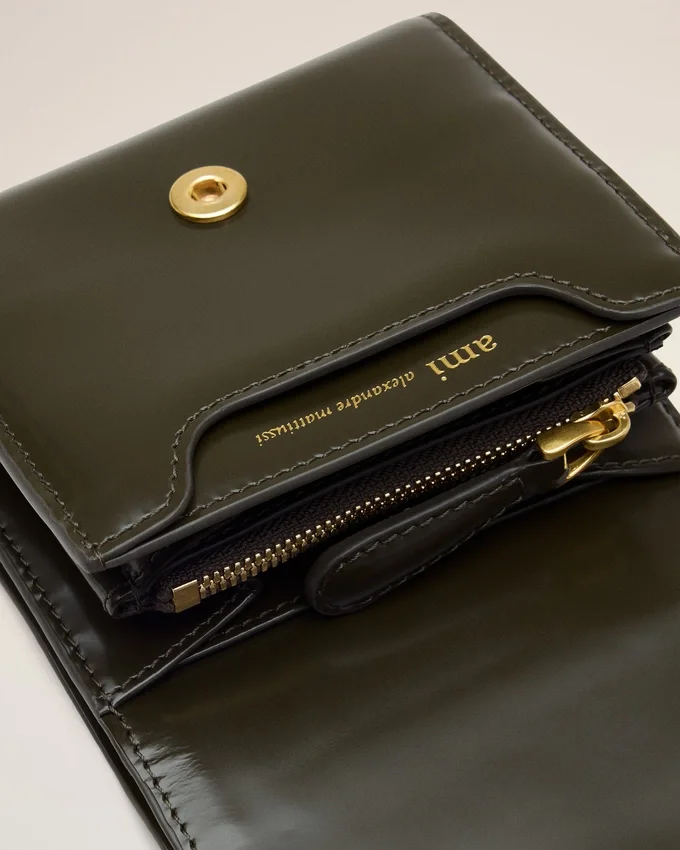 Green Cow Leather Paris Paris Compact Wallet Green Cow Leather Paris Paris Compact Wallet