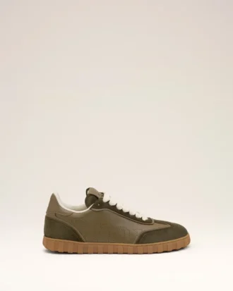 Green Cowhide Leather Step Sneakers