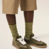 Green Cowhide Leather Step Sneakers