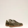 Green Cowhide Leather Step Sneakers