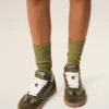 Green Cowhide Leather Step Sneakers