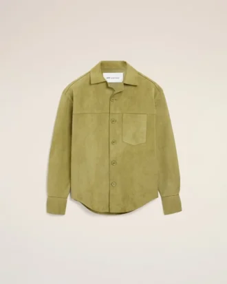 Green Goat Leather Buttoned Overshirt