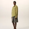 Green Goat Leather Buttoned Overshirt Green Goat Leather Buttoned Overshirt
