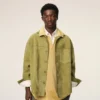Green Goat Leather Buttoned Overshirt Green Goat Leather Buttoned Overshirt