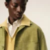Green Goat Leather Buttoned Overshirt Green Goat Leather Buttoned Overshirt