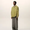 Green Goat Leather Buttoned Overshirt Green Goat Leather Buttoned Overshirt