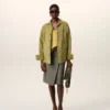 Green Goat Leather Buttoned Overshirt Green Goat Leather Buttoned Overshirt