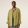 Green Goat Leather Buttoned Overshirt Green Goat Leather Buttoned Overshirt