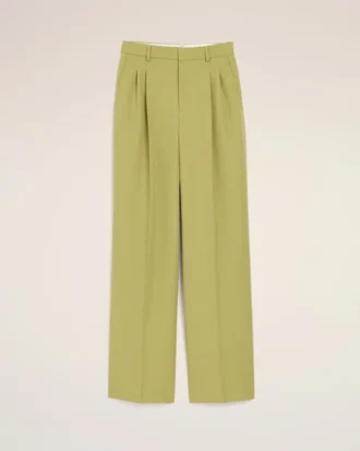 Green New Wool Low Waist Wide Trousers