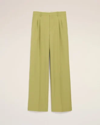 Green New Wool Low Waist Wide Trousers