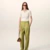 Green New Wool Low Waist Wide Trousers Green New Wool Low Waist Wide Trousers