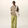 Green New Wool Low Waist Wide Trousers Green New Wool Low Waist Wide Trousers