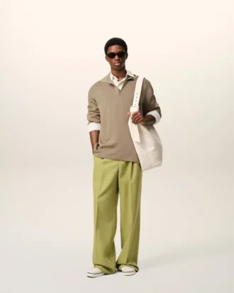 Green New Wool Low Waist Wide Trousers