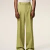 Green New Wool Low Waist Wide Trousers Green New Wool Low Waist Wide Trousers