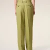Green New Wool Low Waist Wide Trousers Green New Wool Low Waist Wide Trousers