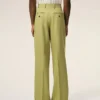 Green New Wool Low Waist Wide Trousers Green New Wool Low Waist Wide Trousers