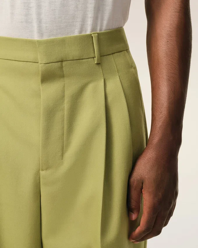 Green New Wool Low Waist Wide Trousers Green New Wool Low Waist Wide Trousers
