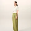 Green New Wool Low Waist Wide Trousers Green New Wool Low Waist Wide Trousers