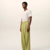 Green New Wool Low Waist Wide Trousers Green New Wool Low Waist Wide Trousers