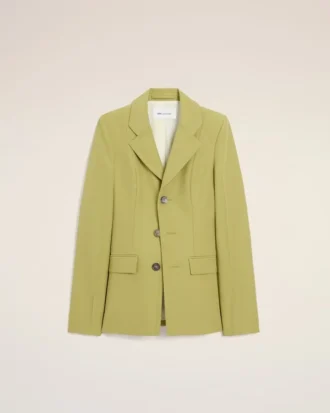 Green New Wool Single Breasted Fitted Jacket