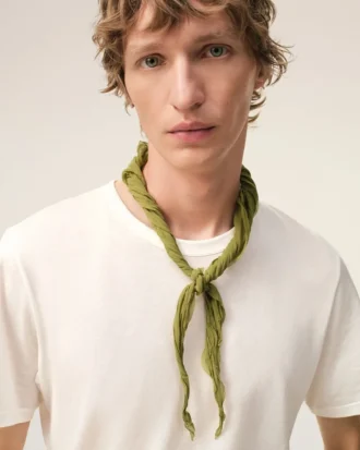 Green Polyester Crumpled Gavroche