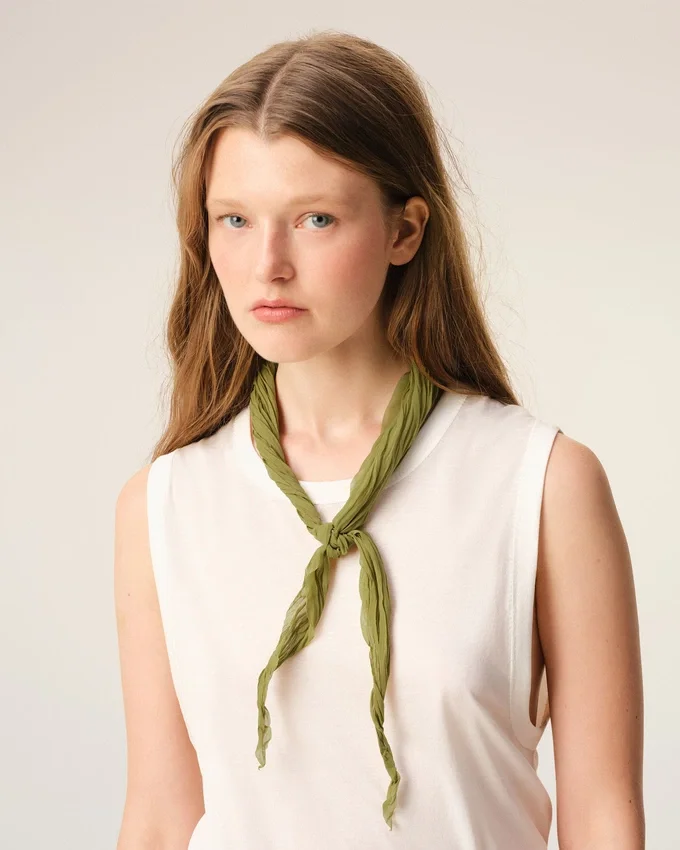 Green Polyester Crumpled Gavroche Green Polyester Crumpled Gavroche