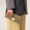 Green Smooth Leather Mimi Pouch