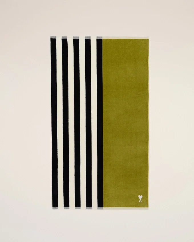Green Two Tones Cotton Ami De Coeur Towel Green Two Tones Cotton Ami De Coeur Towel