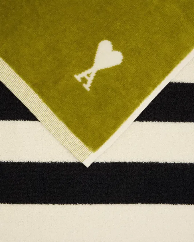Green Two Tones Cotton Ami De Coeur Towel Green Two Tones Cotton Ami De Coeur Towel