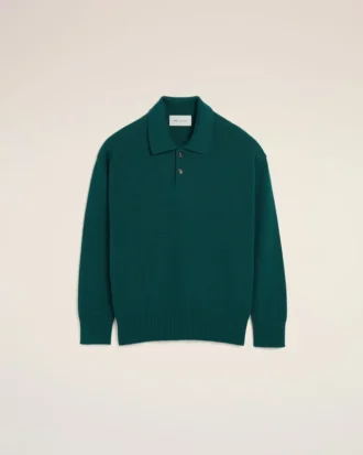Green Wool and Cotton Boxy Polo