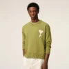Green Wool and Cotton Crewneck Ami De Coeur Sweater Green Wool and Cotton Crewneck Ami De Coeur Sweater