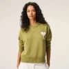 Green Wool and Cotton Crewneck Ami De Coeur Sweater Green Wool and Cotton Crewneck Ami De Coeur Sweater