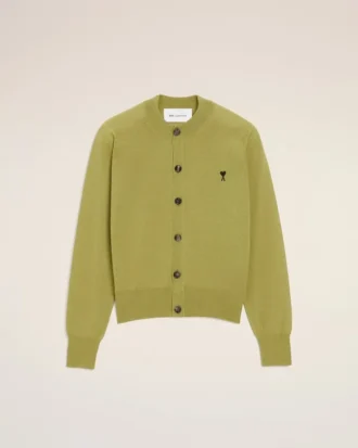 Green Wool Crewneck Ami De Coeur Cardigan