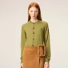 Green Wool Crewneck Ami De Coeur Cardigan