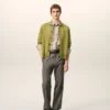 Green Wool Shirt Collar Ami De Coeur Cardigan Green Wool Shirt Collar Ami De Coeur Cardigan