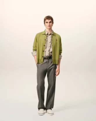 Green Wool Shirt Collar Ami De Coeur Cardigan