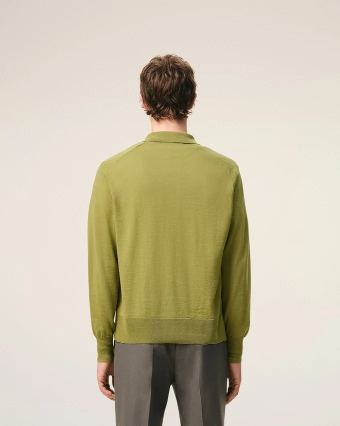 Green Wool Shirt Collar Ami De Coeur Cardigan Green Wool Shirt Collar Ami De Coeur Cardigan