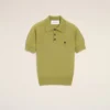 Green Wool Short Sleeves Ami De Coeur Polo Green Wool Short Sleeves Ami De Coeur Polo