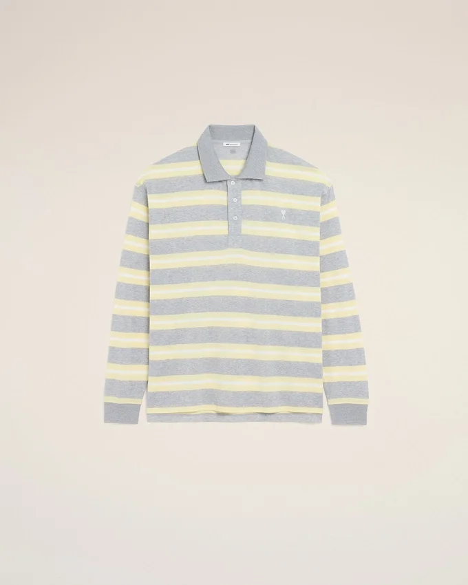 Grey and Yellow Strapped Cotton Polo Grey and Yellow Strapped Cotton Polo