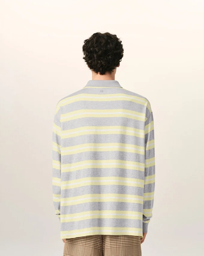 Grey and Yellow Strapped Cotton Polo Grey and Yellow Strapped Cotton Polo