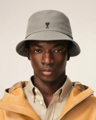 Grey Cotton Ami De Coeur Bucket Hat