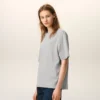 Grey Cotton Ami De Coeur Embossed T-Shirt