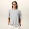 Grey Cotton Ami De Coeur Embossed T-Shirt