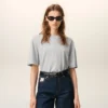 Grey Cotton Ami De Coeur Embossed T-Shirt