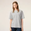 Grey Cotton Ami De Coeur Embossed T-Shirt