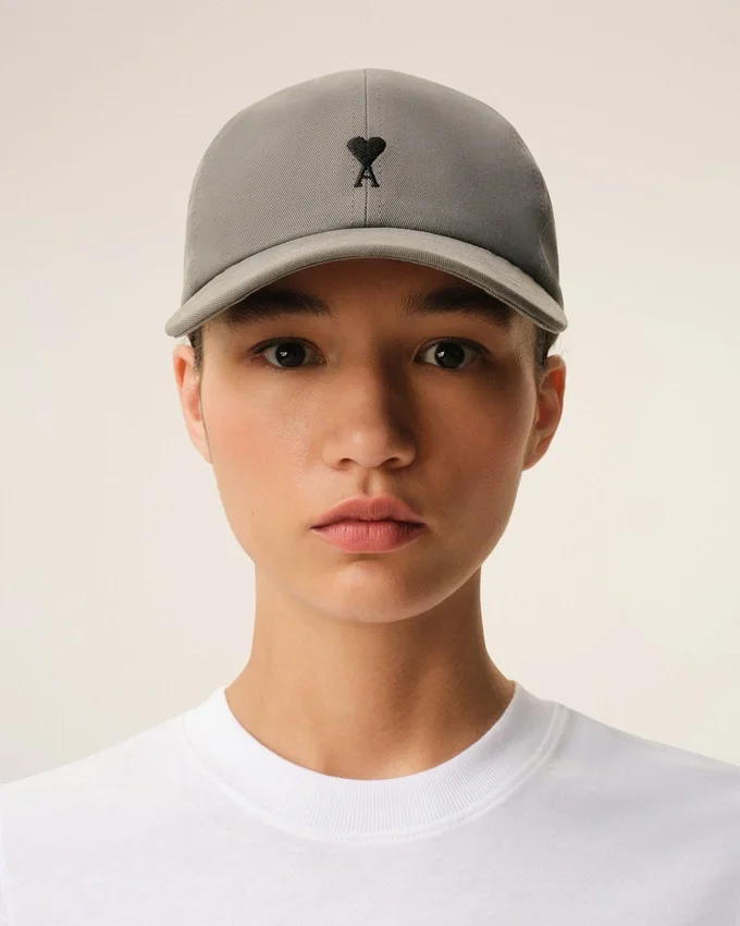 Grey Cotton Ami De Coeur Embroidery Cap Grey Cotton Ami De Coeur Embroidery Cap