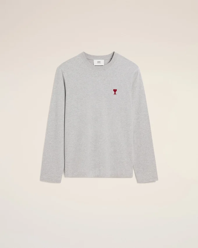 Grey Cotton Ami De Coeur Long Sleeves T-Shirt Grey Cotton Ami De Coeur Long Sleeves T-Shirt