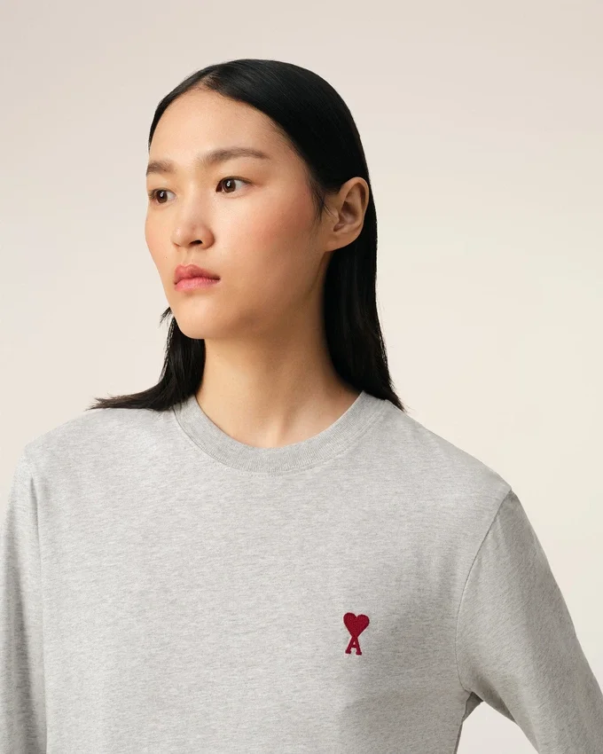 Grey Cotton Ami De Coeur Long Sleeves T-Shirt Grey Cotton Ami De Coeur Long Sleeves T-Shirt