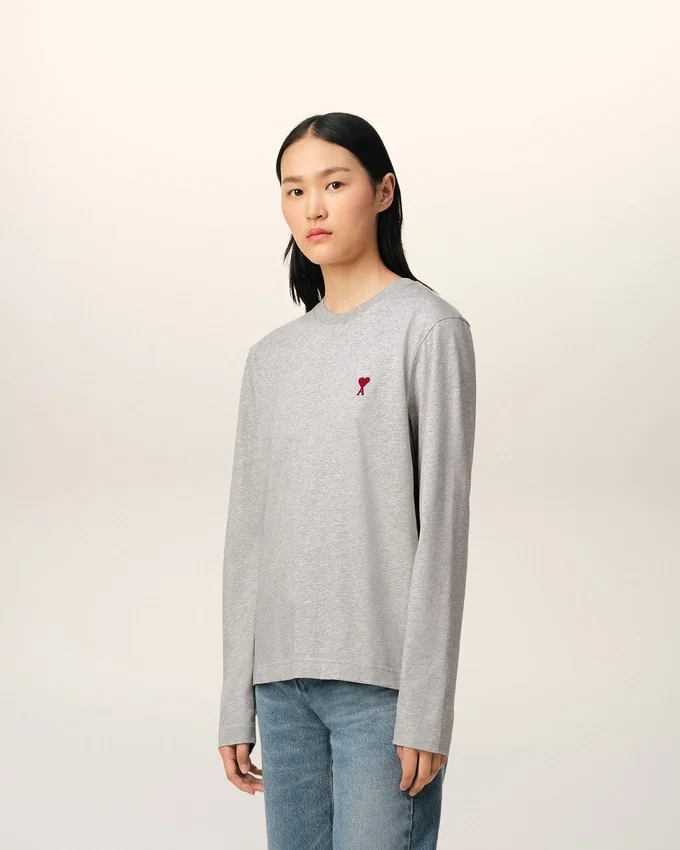 Grey Cotton Ami De Coeur Long Sleeves T-Shirt Grey Cotton Ami De Coeur Long Sleeves T-Shirt