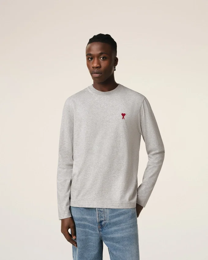 Grey Cotton Ami De Coeur Long Sleeves T-Shirt Grey Cotton Ami De Coeur Long Sleeves T-Shirt
